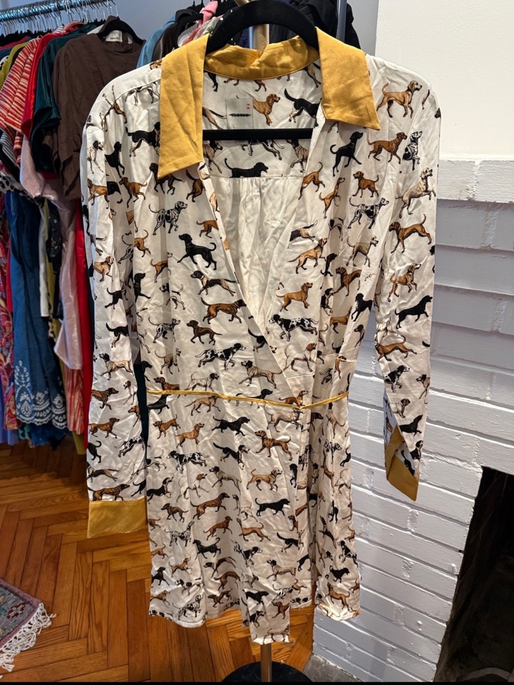Maeve Long-Sleeve Printed Wrap Mini Shirt Dress Size L - Picture 9 of 14